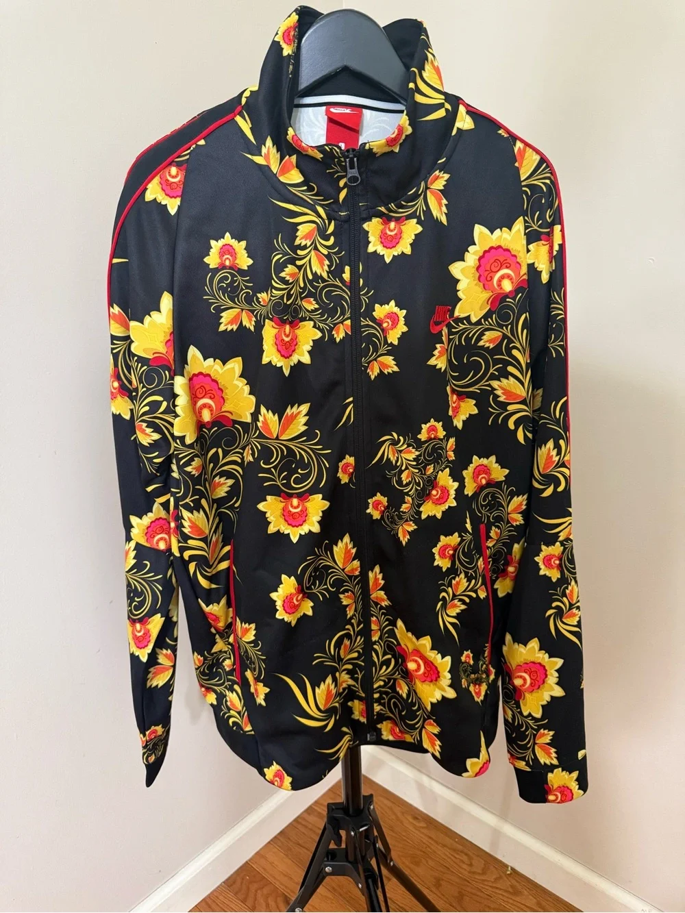 Rare Nike N98 Floral  Jacket Khokhloma Tribute Russian Brazil Black Mens size L